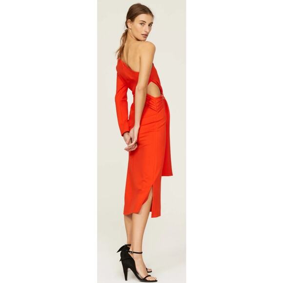 Revolve Alexis Orange Red Royale One Shoulder Cut-Out Midi Dress, M - Picture 2 of 13